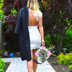 Lulus White lace open back dress